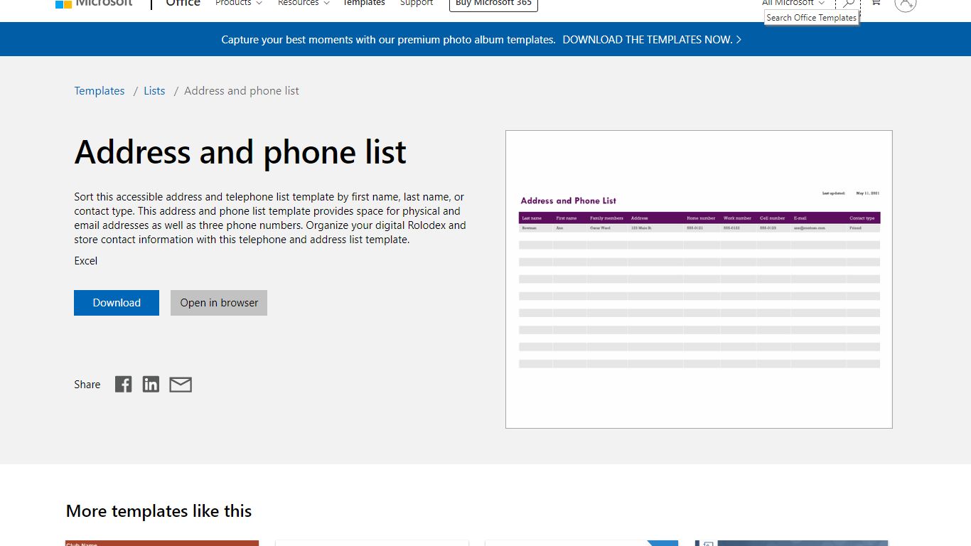 Address and phone list - templates.office.com